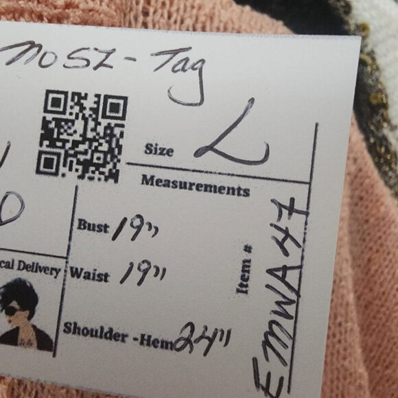 Vintage Peach Floral Short Sleeve Knit Sweater Size L - Picture 8 of 8